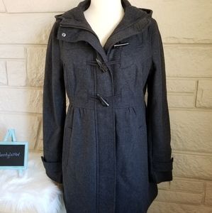 NWT H&M Divided Grey Hooded Wool Peacoat Jacket